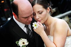 Old Mill Wedding Photography - Bride and Groom romantic daisy