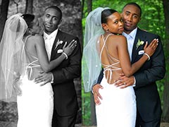 Toronto Wedding Photography - Groom and Bride with low back dress